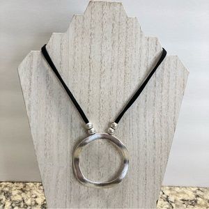 Long black and silver necklace round 18” long necklace